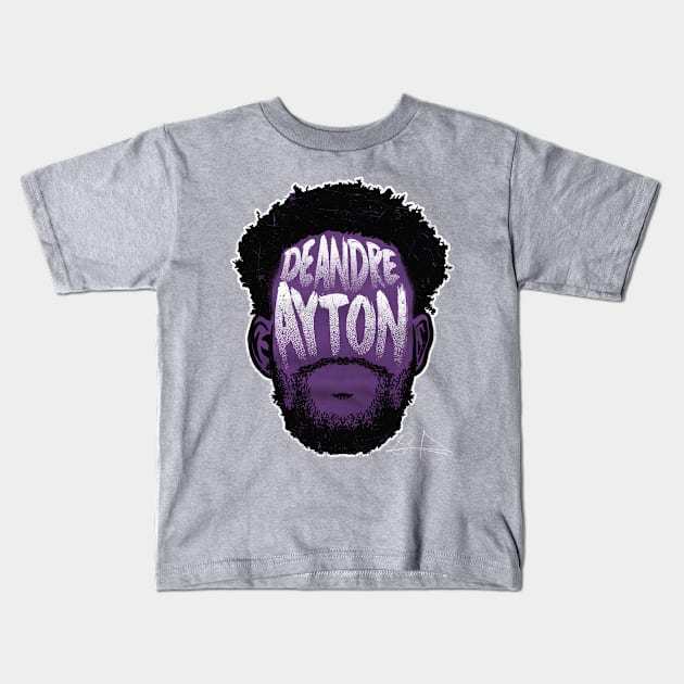 Deandre Ayton Phoenix Player Silhouette Kids T-Shirt by Buya_Hamkac